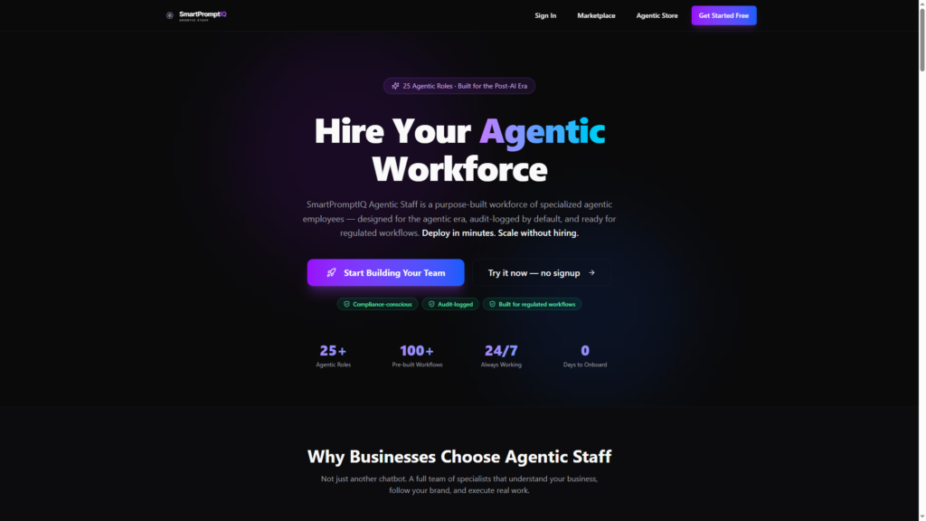 smartpromptiq agent landing page